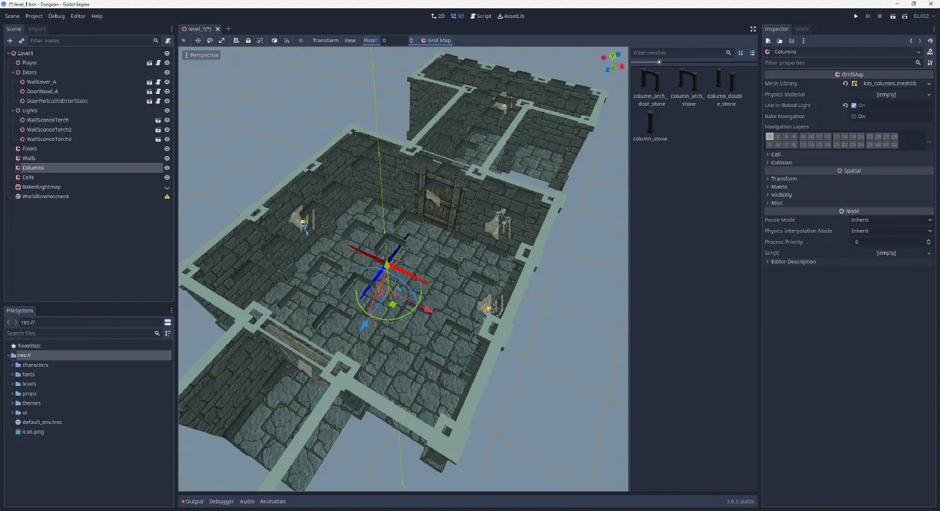 Уровень, собранный с помощью GridMap