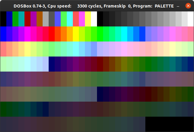 VGA палитра 256 цветов